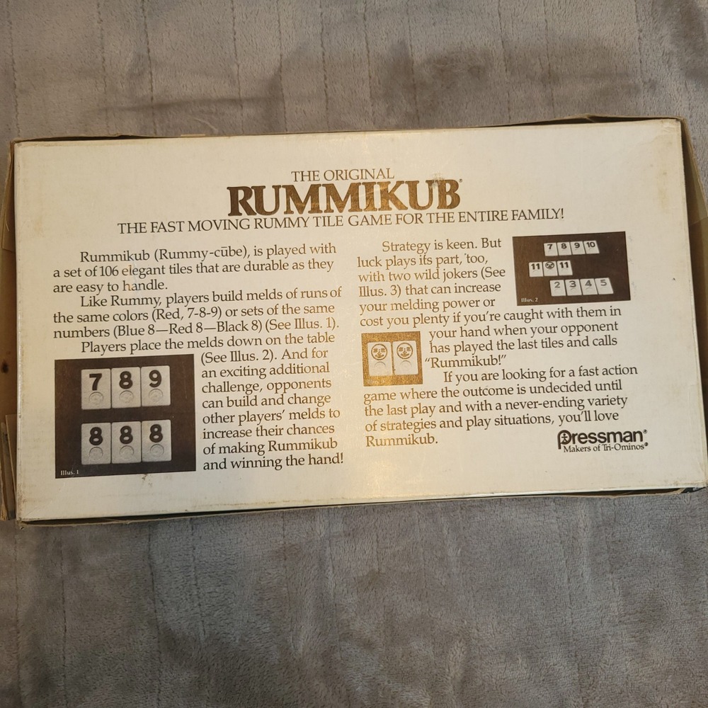 Pressman Rummikub Tile Game Vintage 1980 Black Original Complete Racks Instr - Picture 5 of 12